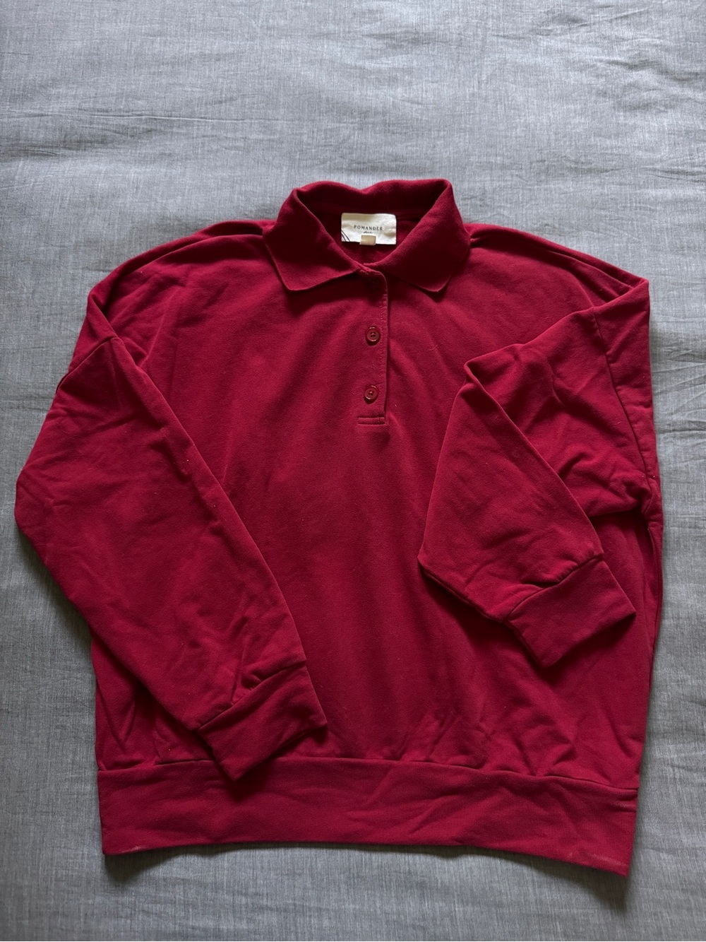 Classic Long-Sleeve Polo Sweatshirt in Red